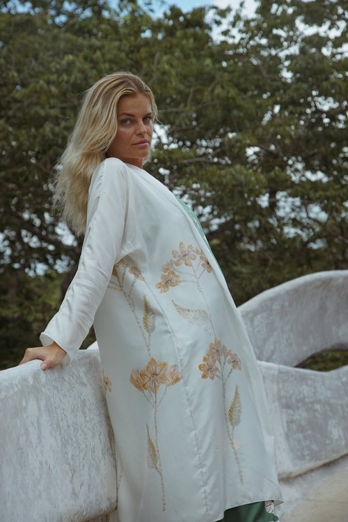 The Royal Silk Robe in Azulik Flowers